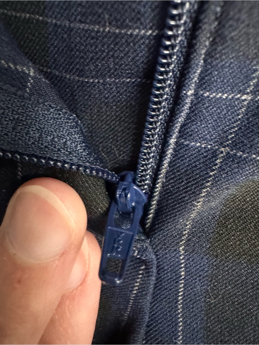 Express Editor Barely Boot Low Rise Pants, size 12 Regular, Blue and Black Plaid - Picture 8 of 11